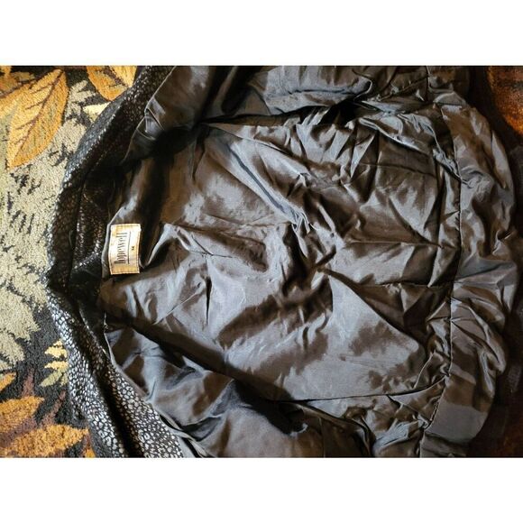 Vintage 1980s Leather Bomber Jacket Women's Medium Black Leopard Suede Moto - Picture 5 of 5